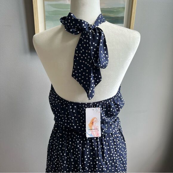 PRETTYGARDEN Women’s Halter Neck Maxi Dress Sleeveless Backless Sundress NWT - Picture 5 of 15